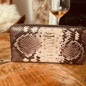 Coach Python Embossed Leather Zip Wallet